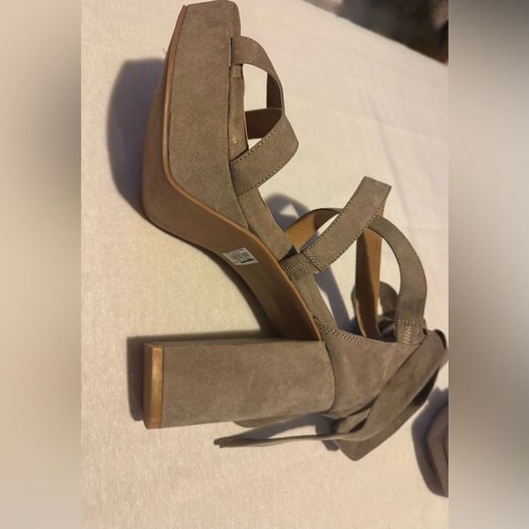 TORRID 9W Taupe Tan Beige Laceup Platform Heel Strappy Chunky W Ankle Ties Y2K - Picture 6 of 7